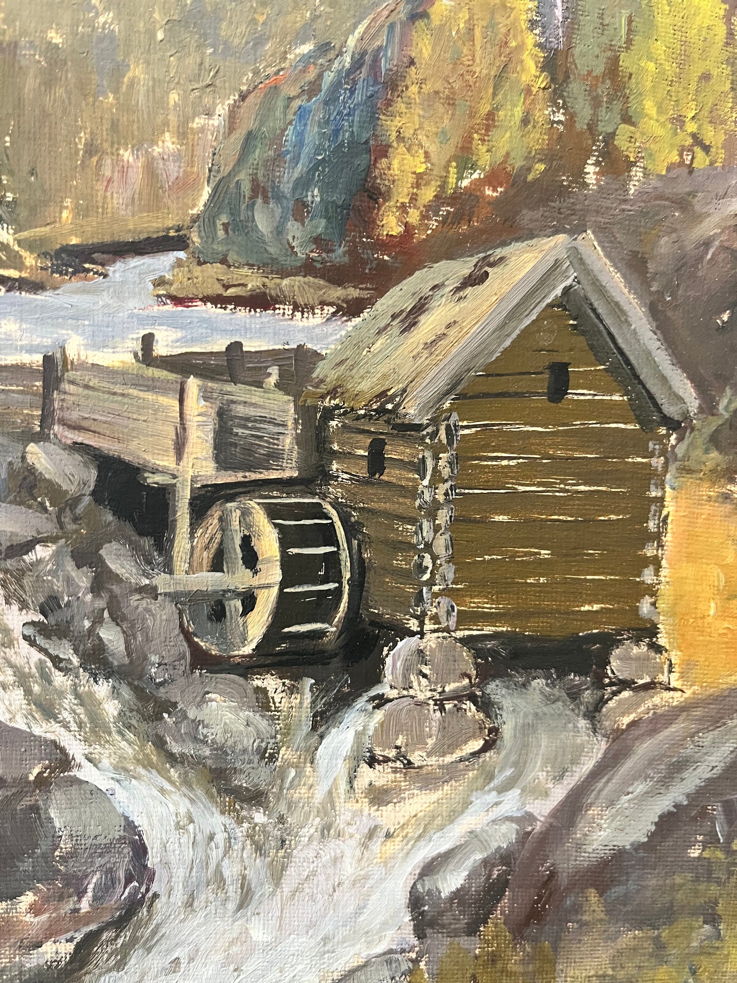 Rustic Watermill Landscape- Oil Painting by Swedish artist Henning, 1962