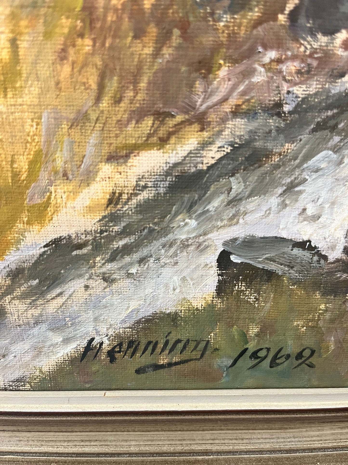 Rustic Watermill Landscape- Oil Painting by Swedish artist Henning, 1962