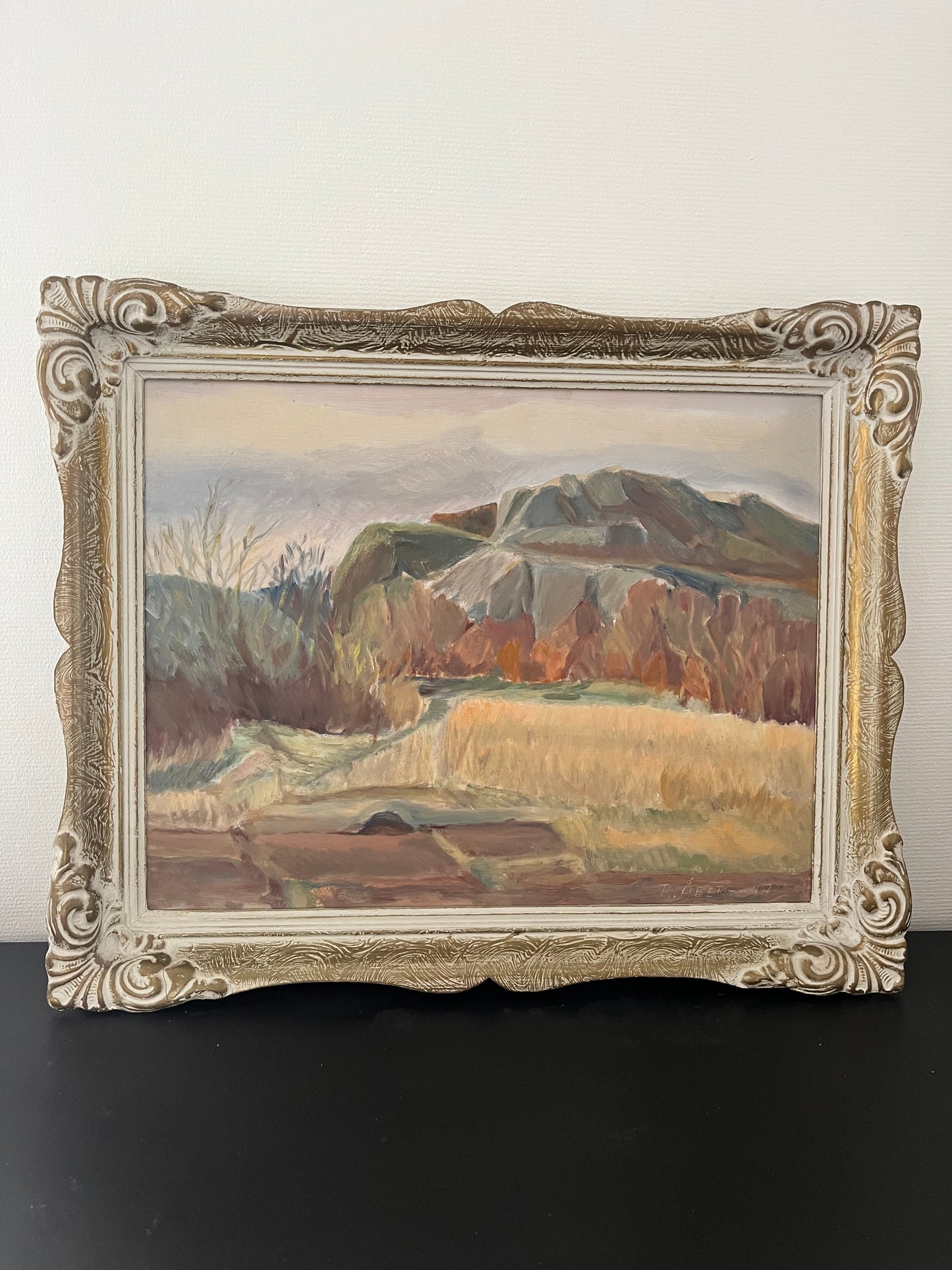 Autumn Fields. Original Landscape Painting by R. Åberg, Sweden 1947