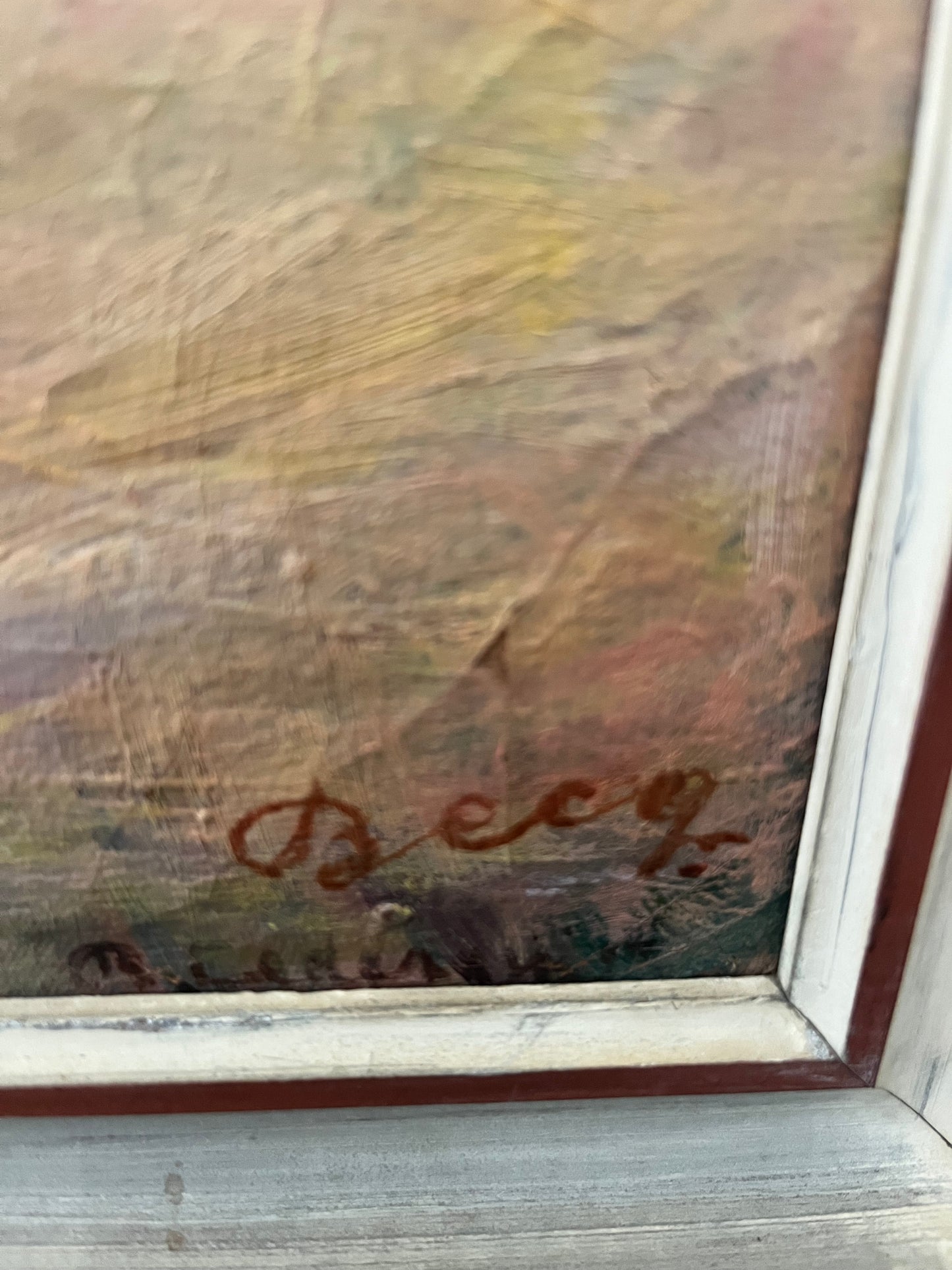 “Afternoon by the Cottage” Vintage Swedish Oil Painting.