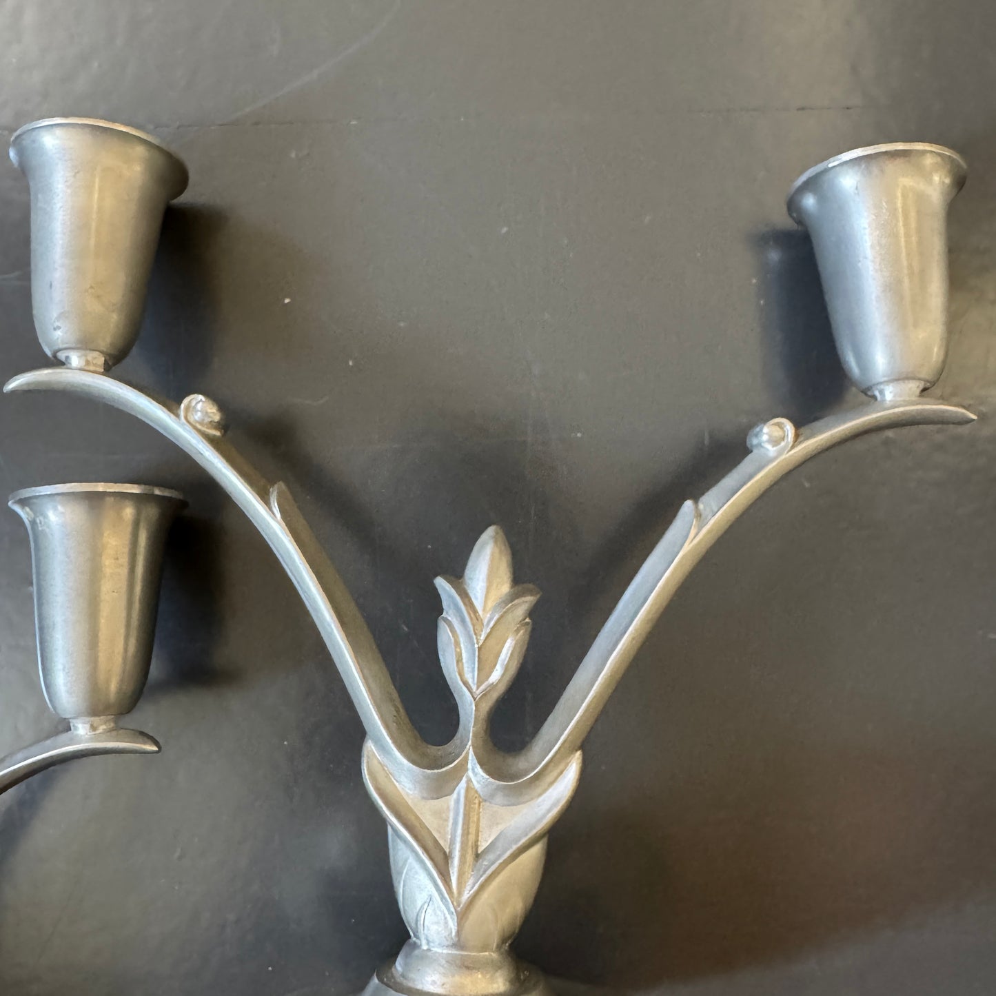 Nordtenn, Sweden 1933. Vintage Art Deco Pair of Pewter Candlesticks.