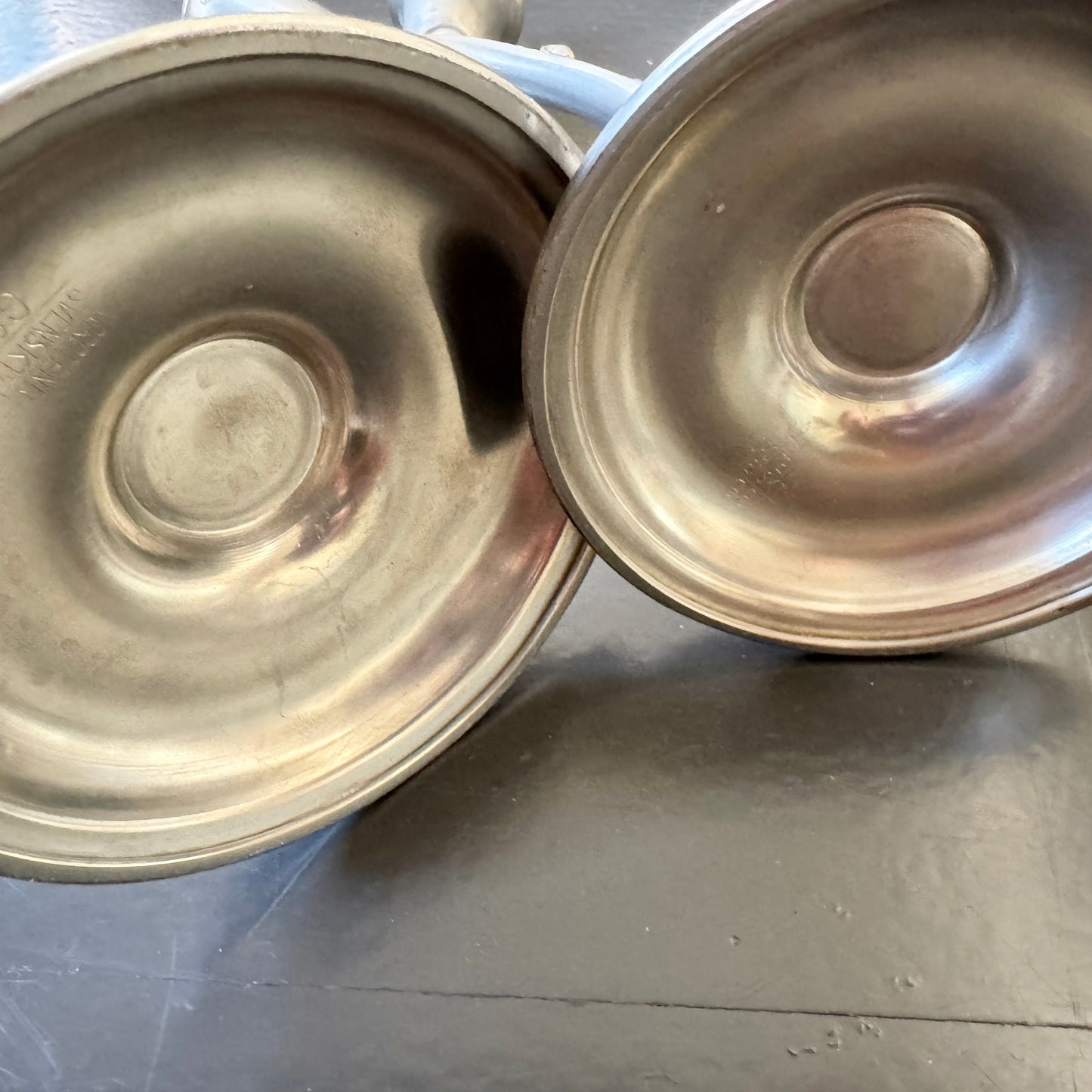 Nordtenn, Sweden 1933. Vintage Art Deco Pair of Pewter Candlesticks.