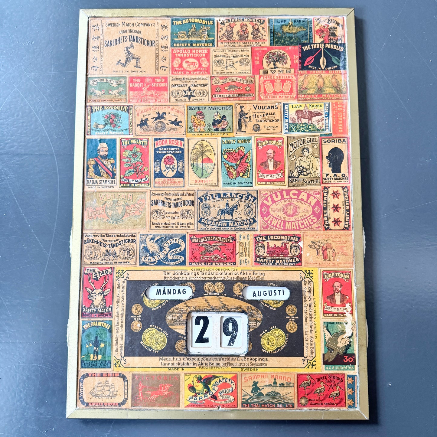 Early 1900s Matchbox Label Wall Calendar.