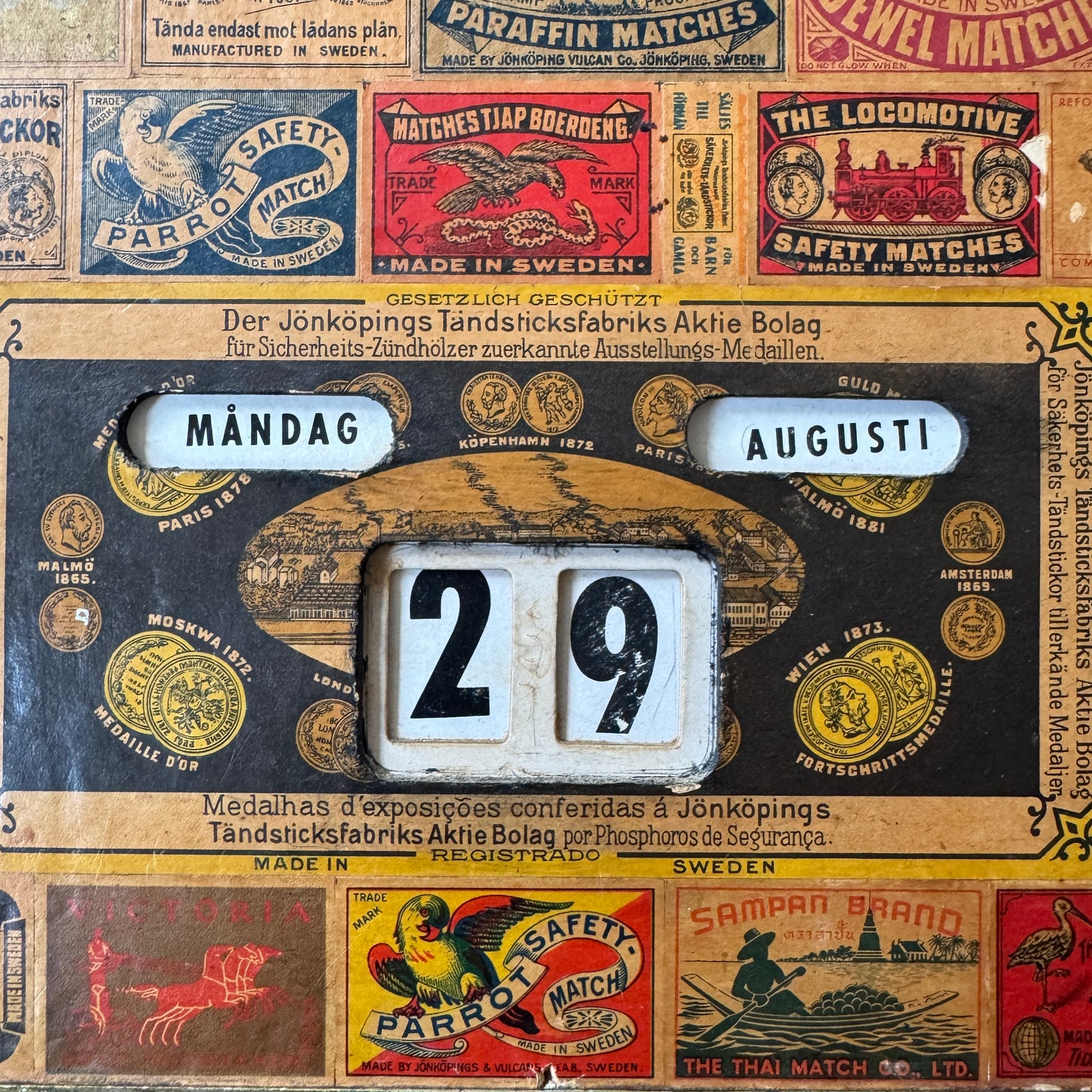 Early 1900s Matchbox Label Wall Calendar.