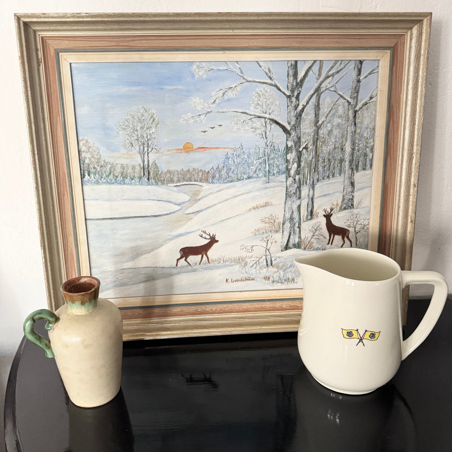 Gustavsberg for Swedish American Line. Vintage Mid-century Porcelain Pitcher.