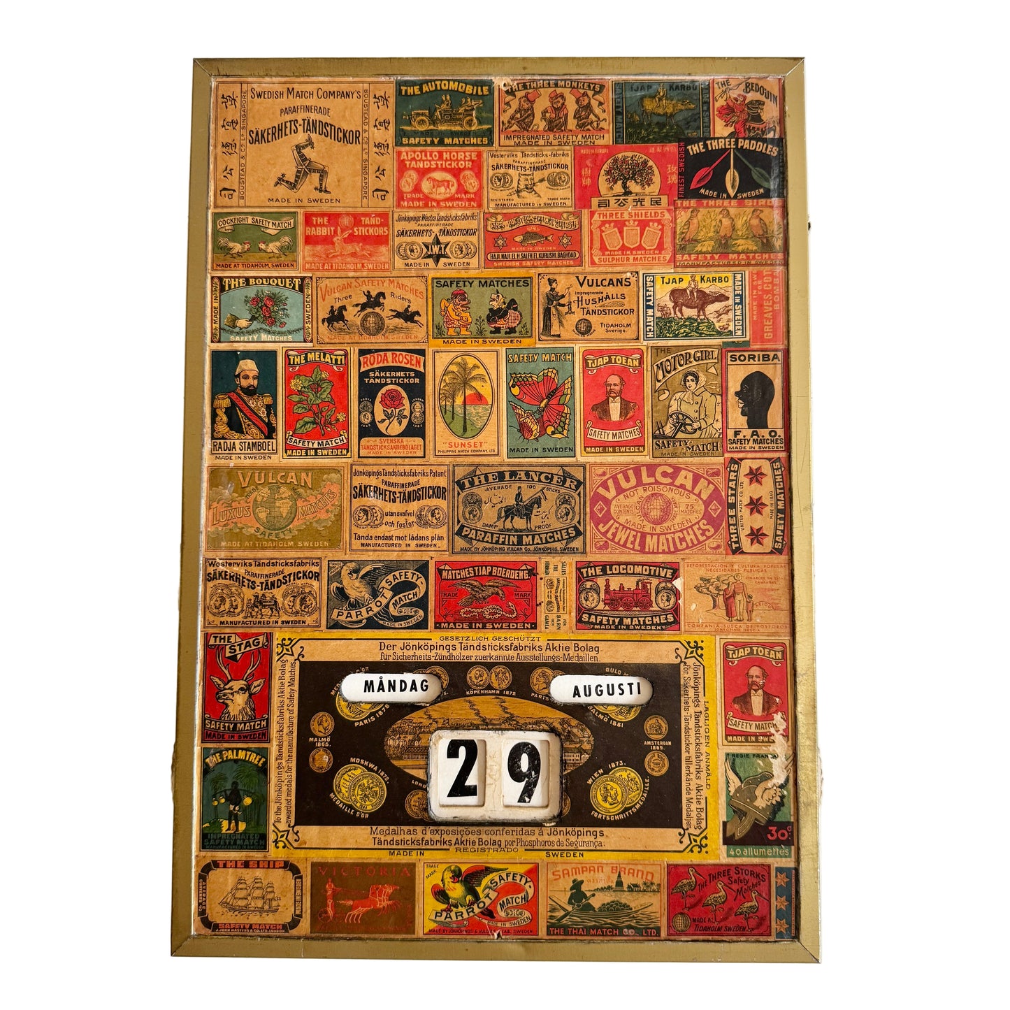 Early 1900s Matchbox Label Wall Calendar.