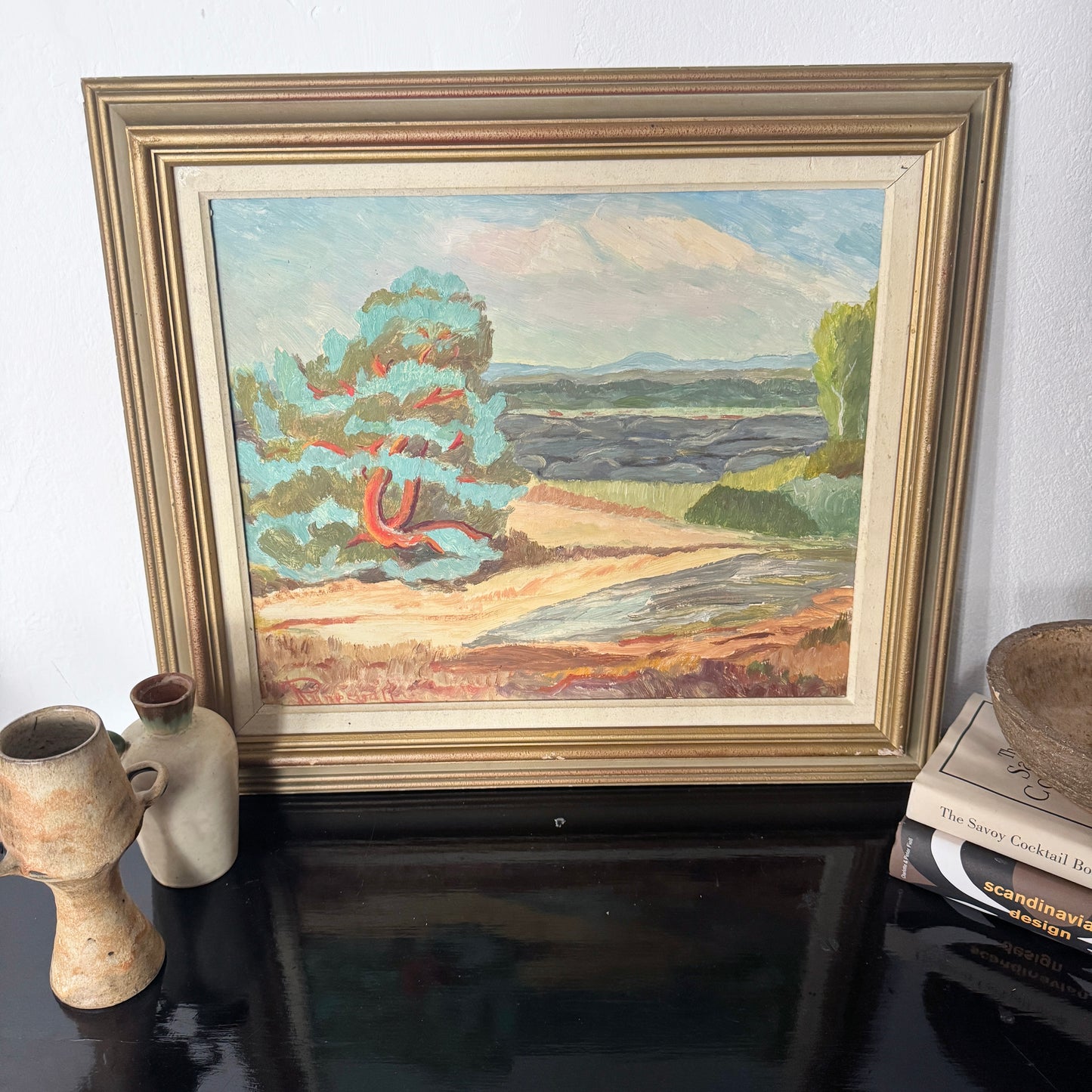 Path to the Quiet Shore 1955. Vintage Swedish Oil Painting.