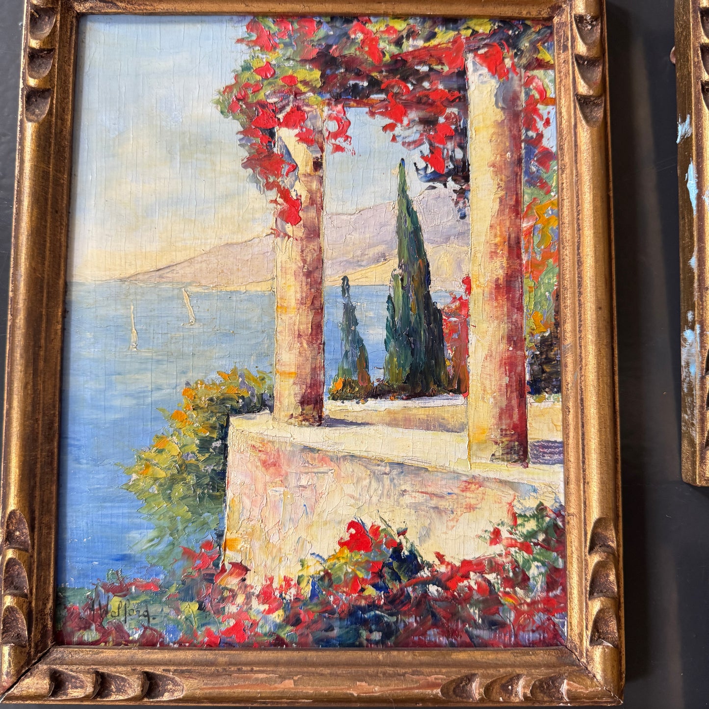 Astrid Walford ca 1950s. Four Oil on Board Paintings. French Riviera