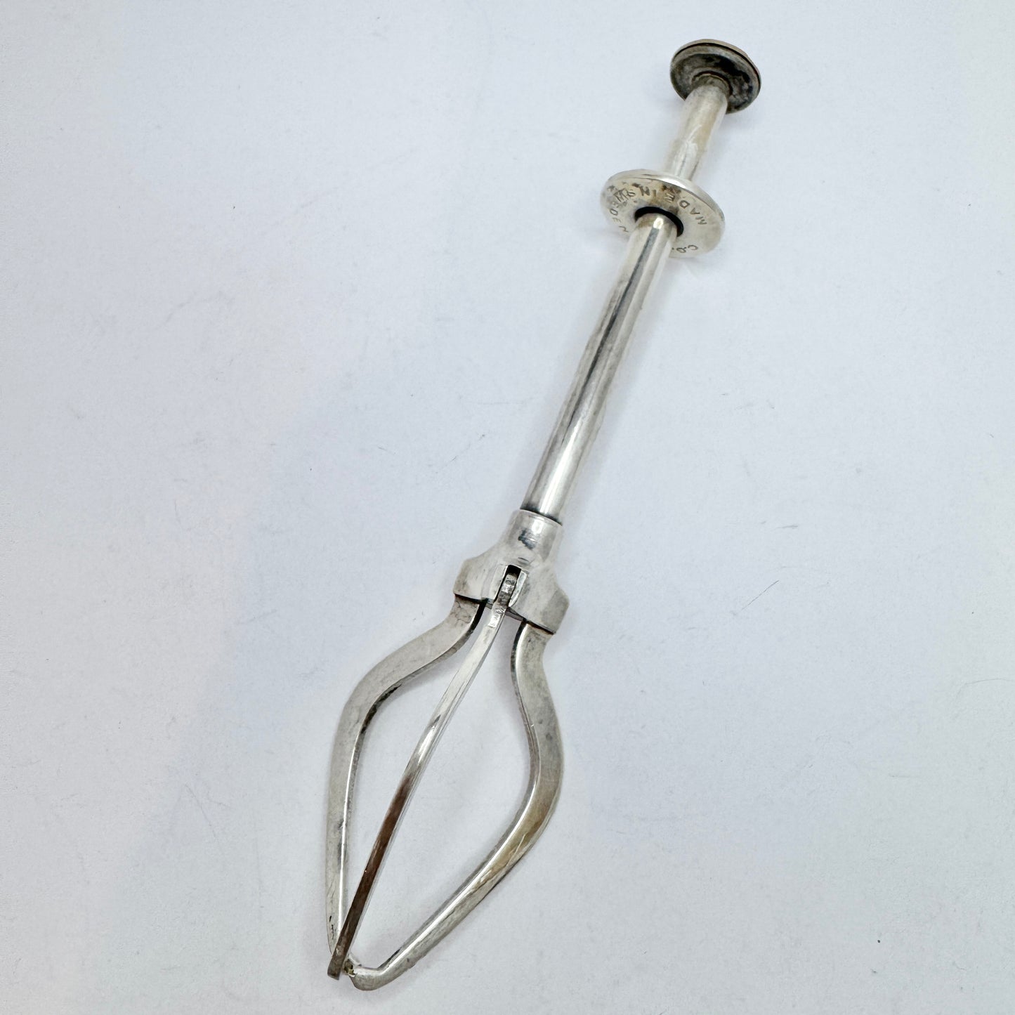 CG Hallberg, for Swedish American Line. Vintage Silver Plated Enamel Ice / Sugar Tong