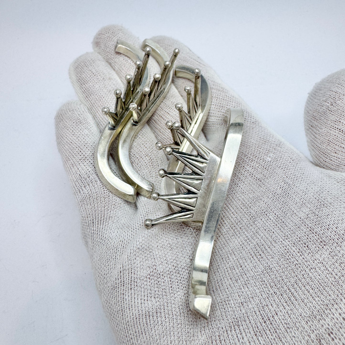 G.A.B Sweden 1934. Vintage Solid Silver Knife Rests