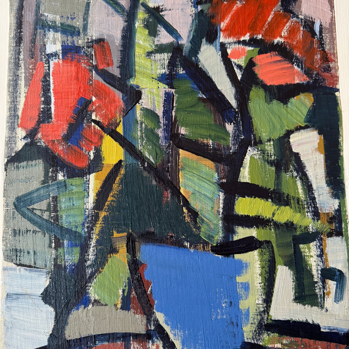 Geometry of Blossoms. Vintage Abstract Swedish Oil Painting.