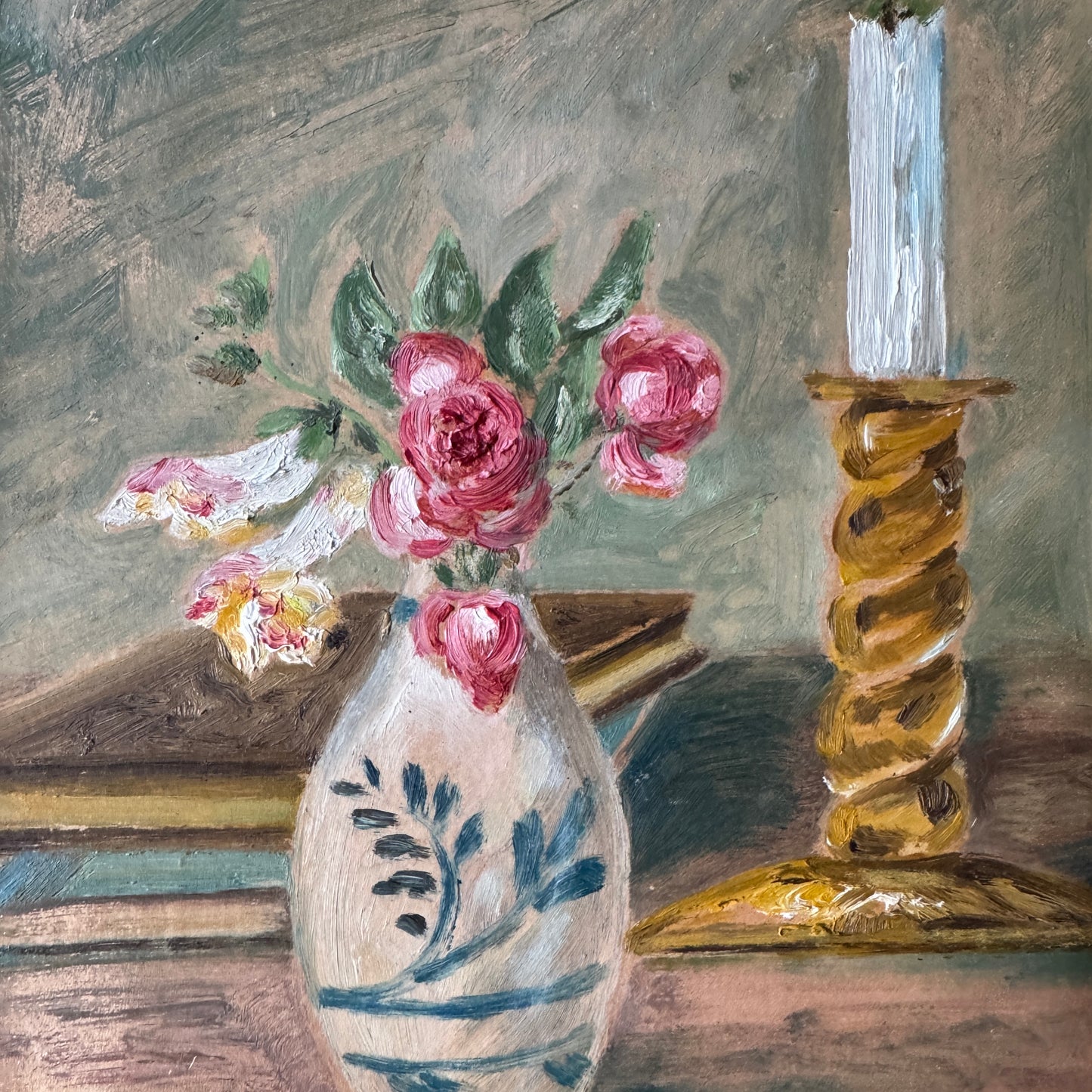 Sweden 1943. Vintage War Era Still Life Oil Painting.