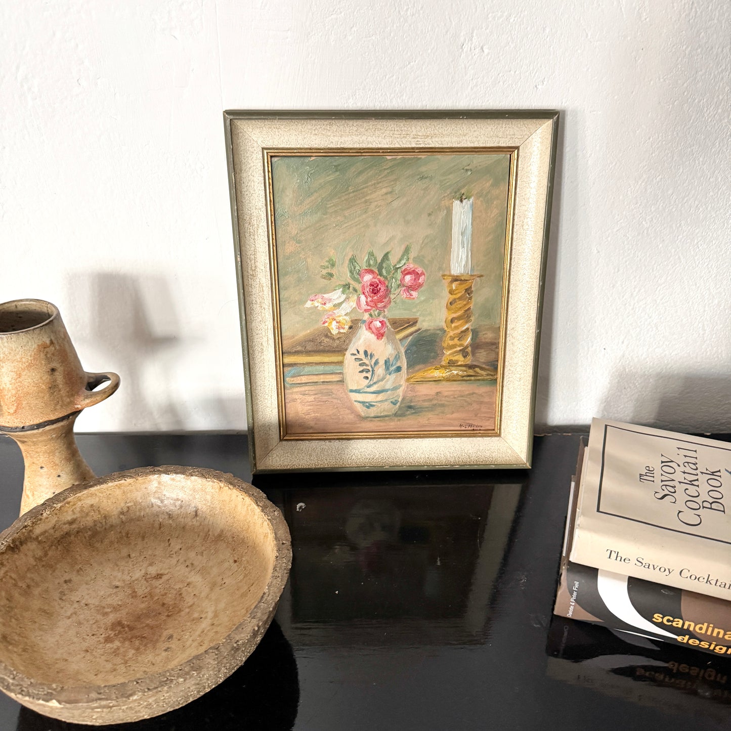 Sweden 1943. Vintage War Era Still Life Oil Painting.