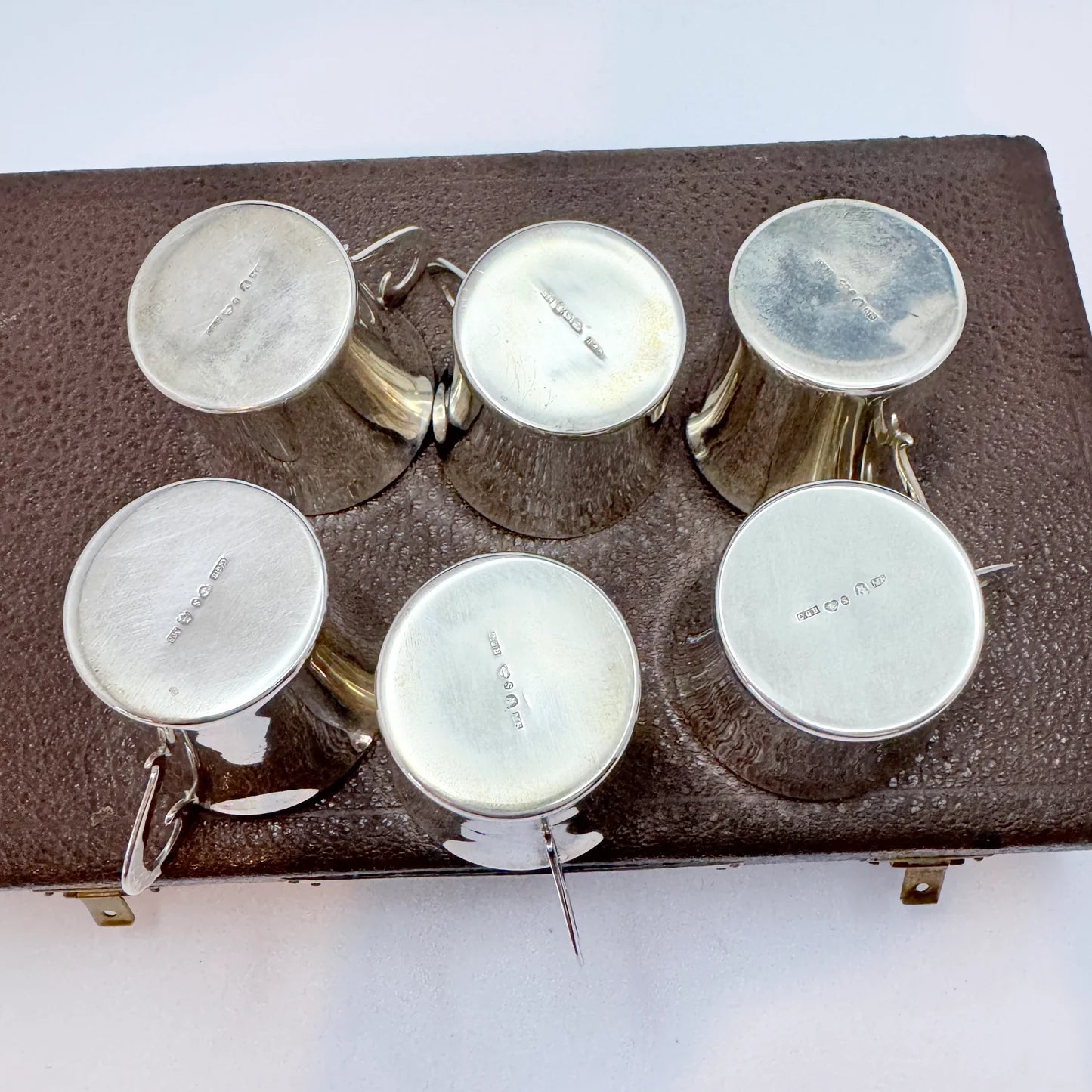 C.G Hallberg, Sweden 1938. Vintage Sterling Silver Boxed Liquor Cups