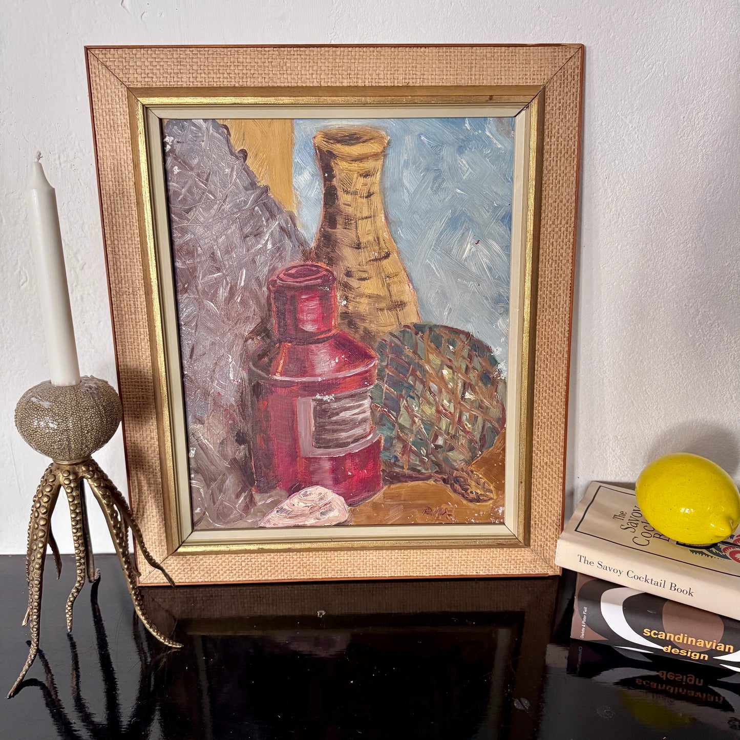 The Fisherman’s Corner. Vintage Swedish oil Painting.
