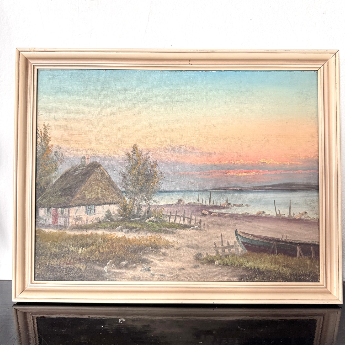 Danish Sunset. Vintage Original Oil Painting