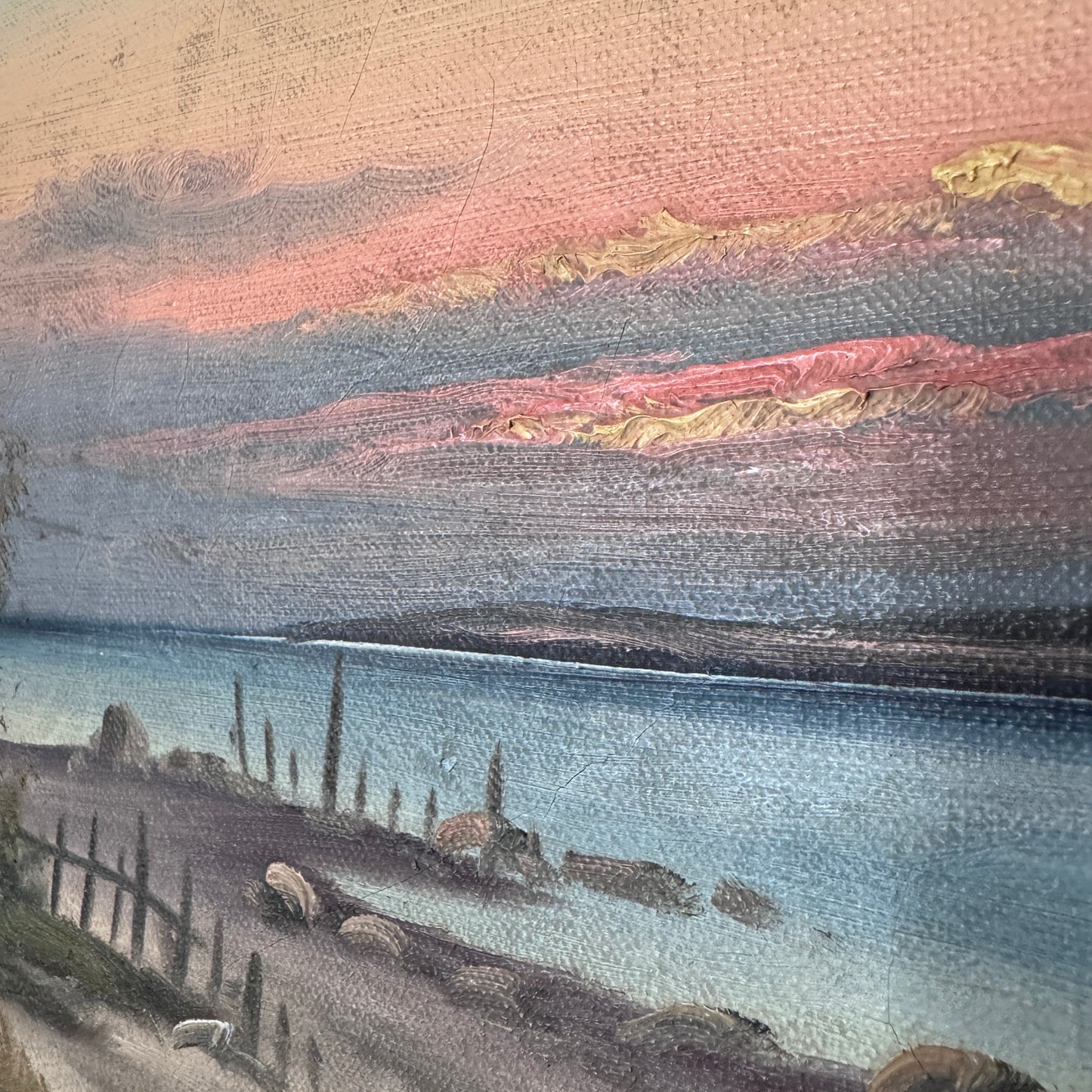Danish Sunset. Vintage Original Oil Painting