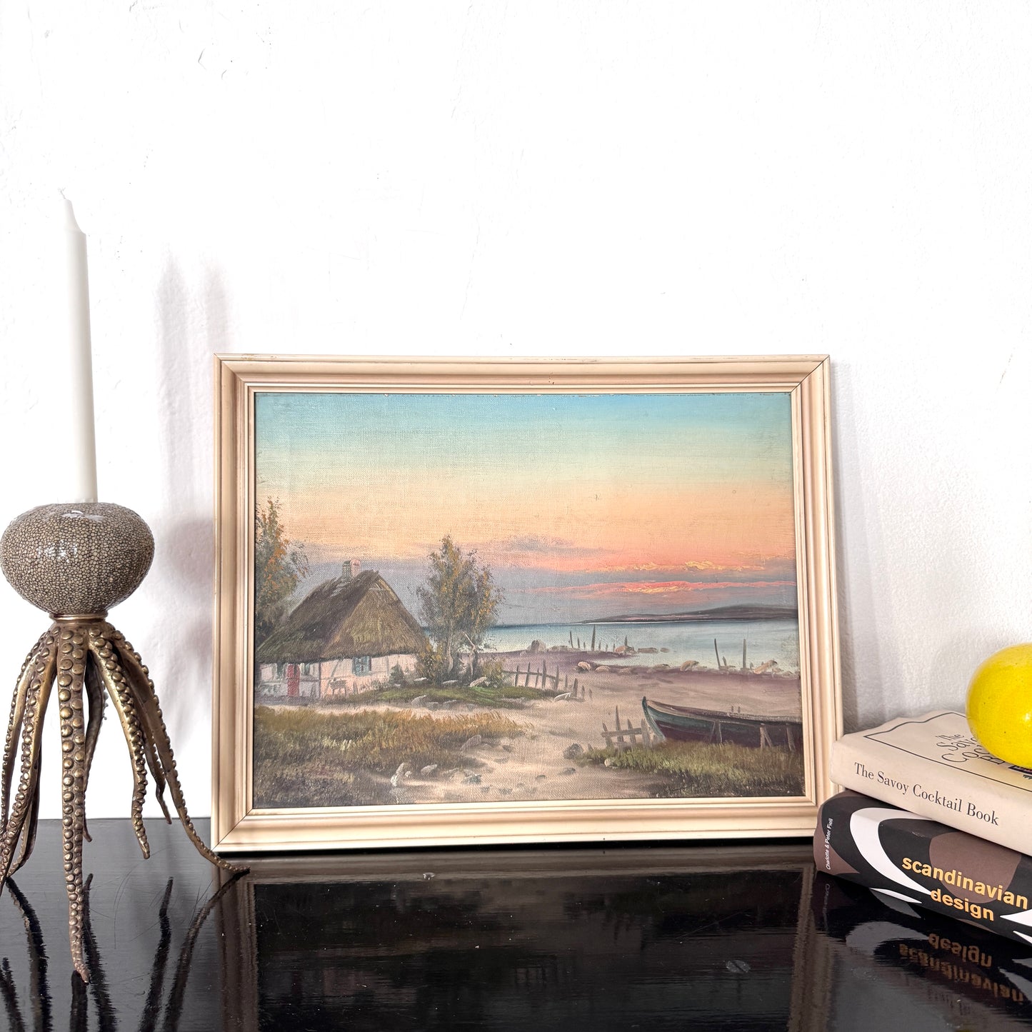 Danish Sunset. Vintage Original Oil Painting