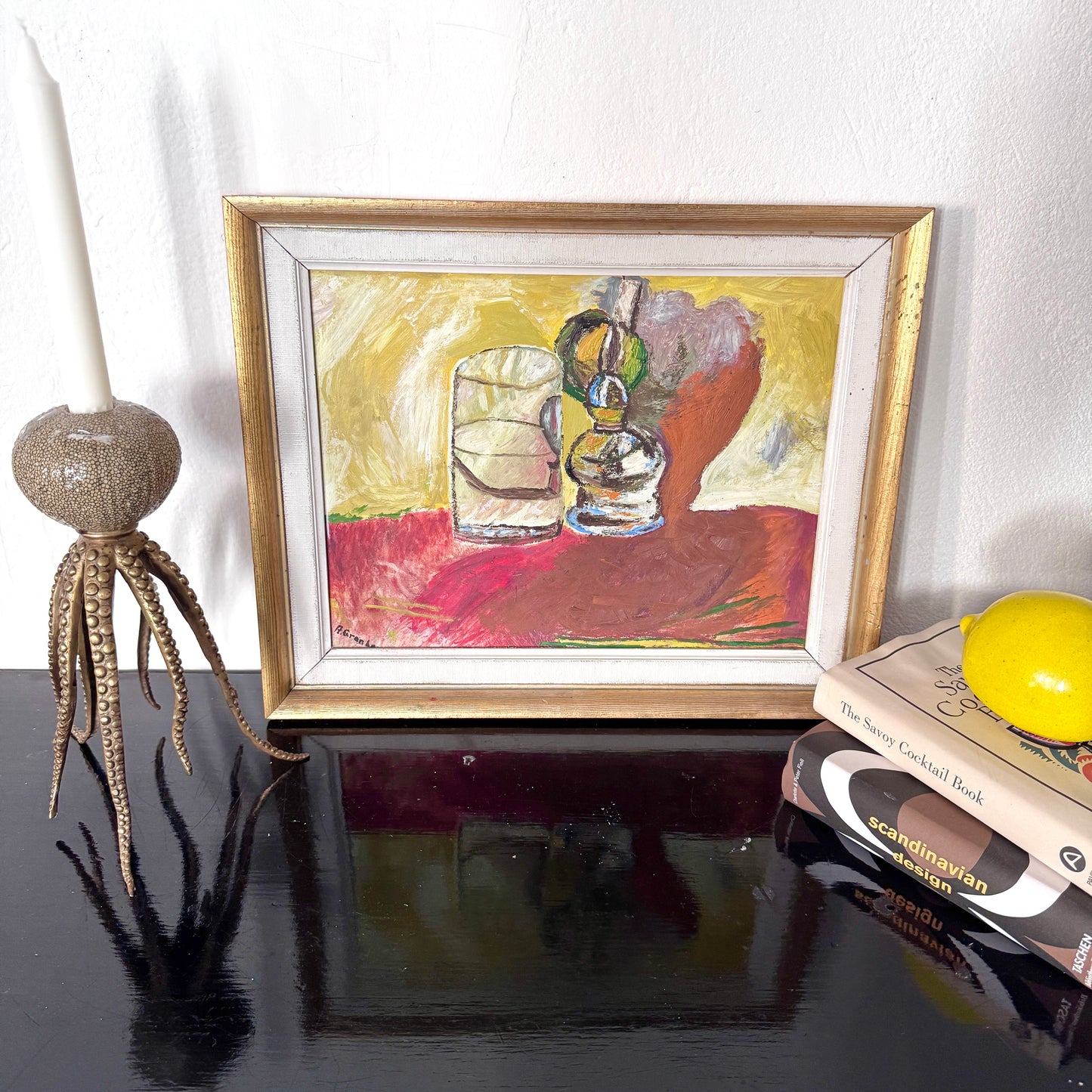 Half empty or half full? Vintage Swedish Mid Century Oil Painting