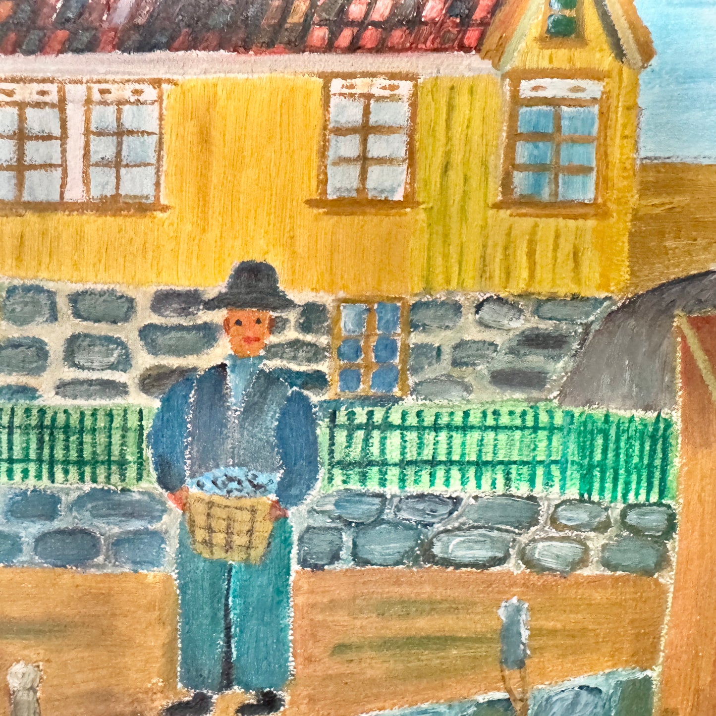Dockside Days 1934. Vintage Swedish Naïve Oil Painting.