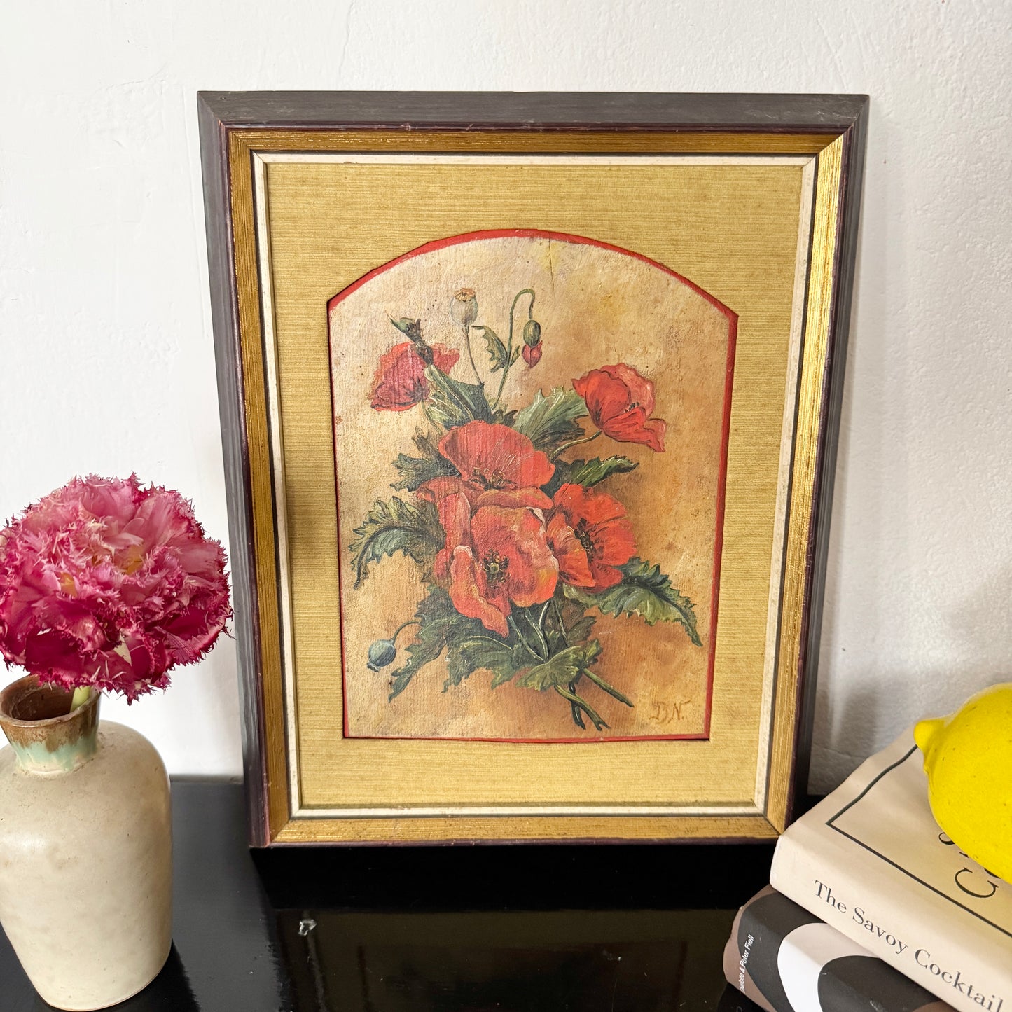 The Poppy Bouquet. Vintage Swedish Oil Painting