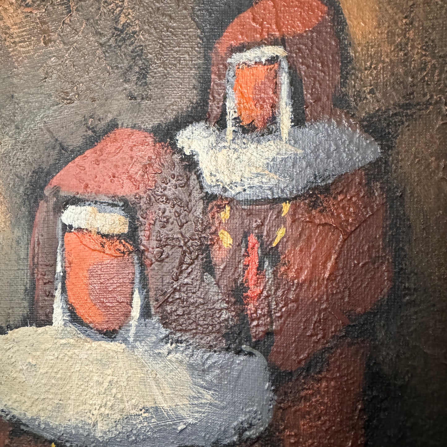 The Nuns. Vintage Swedish Modernist Oil Painting.