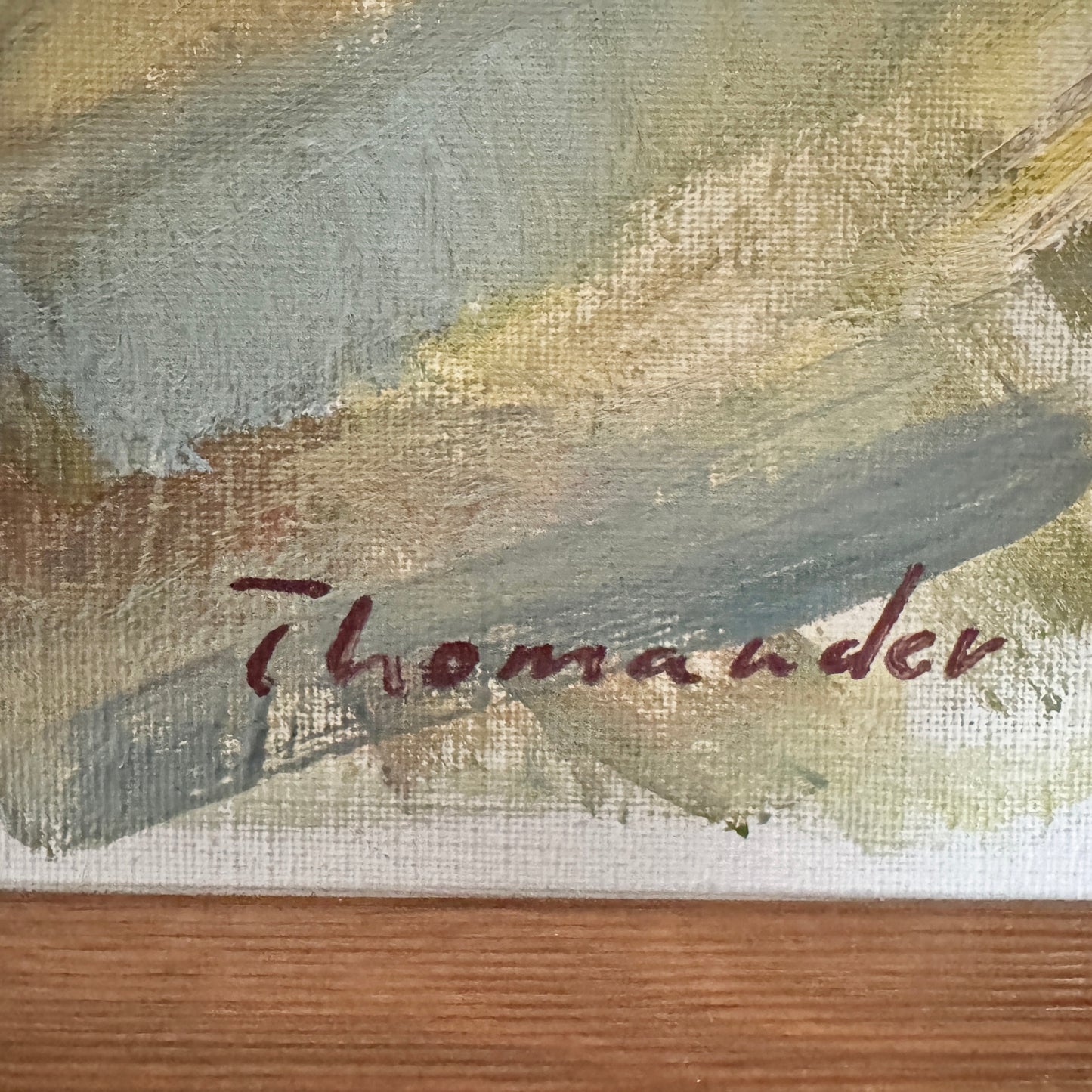 Sunlight on the Bend. Vintage Swedish Mid Century Oil Painting