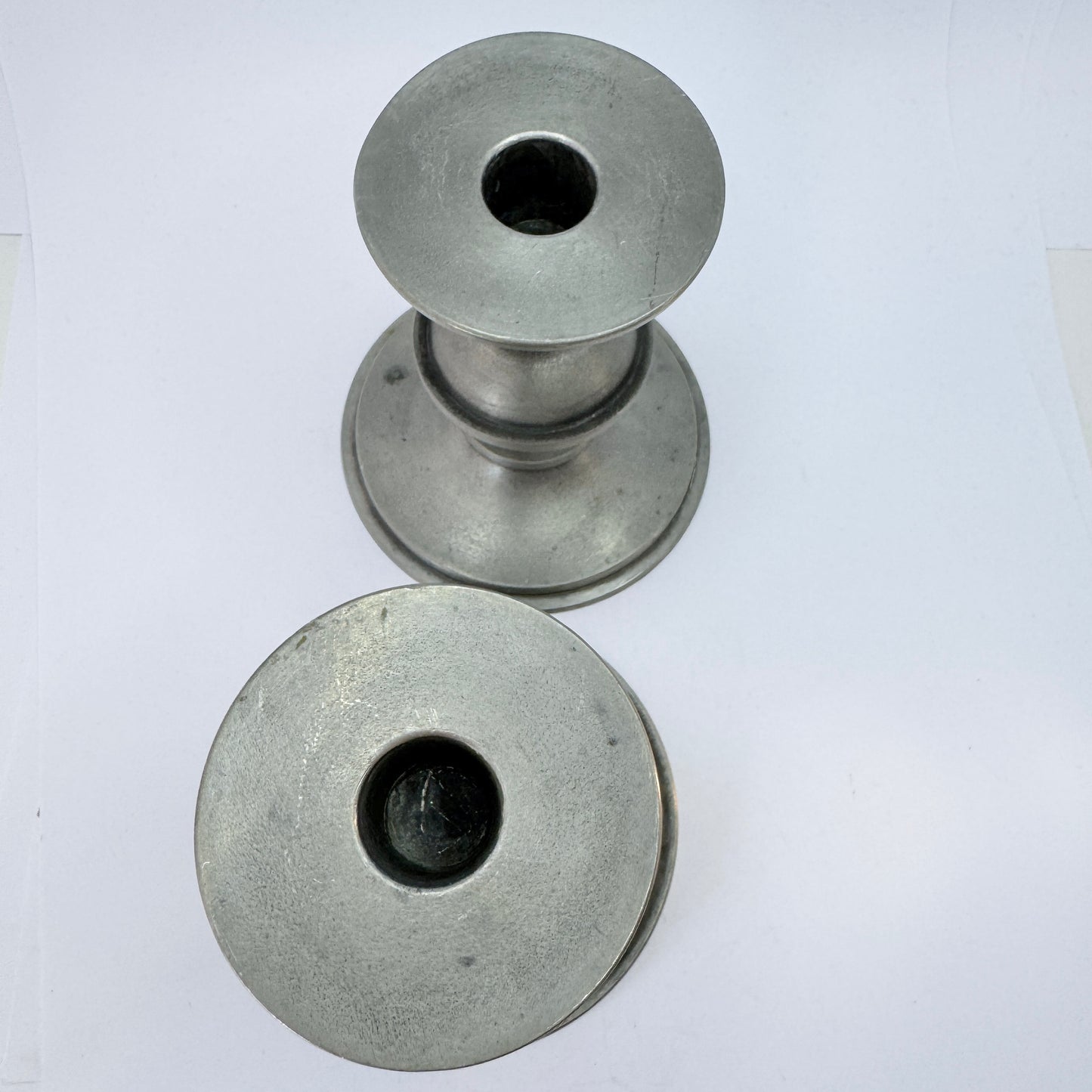 Edvin Ollers for Schreuder & Olsson, Sweden 1955. Vintage Mid-century Pewter Candlesticks