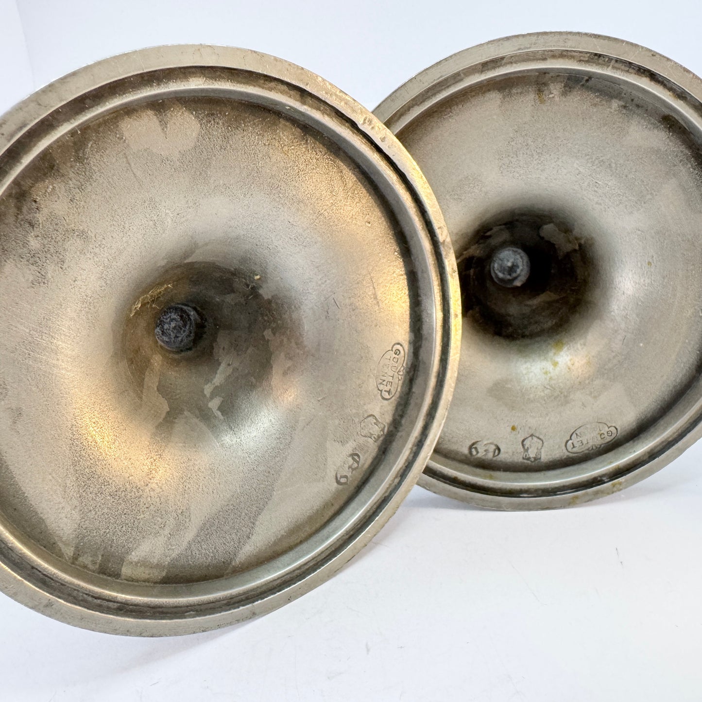 Edvin Ollers for Schreuder & Olsson, Sweden 1955. Vintage Mid-century Pewter Candlesticks