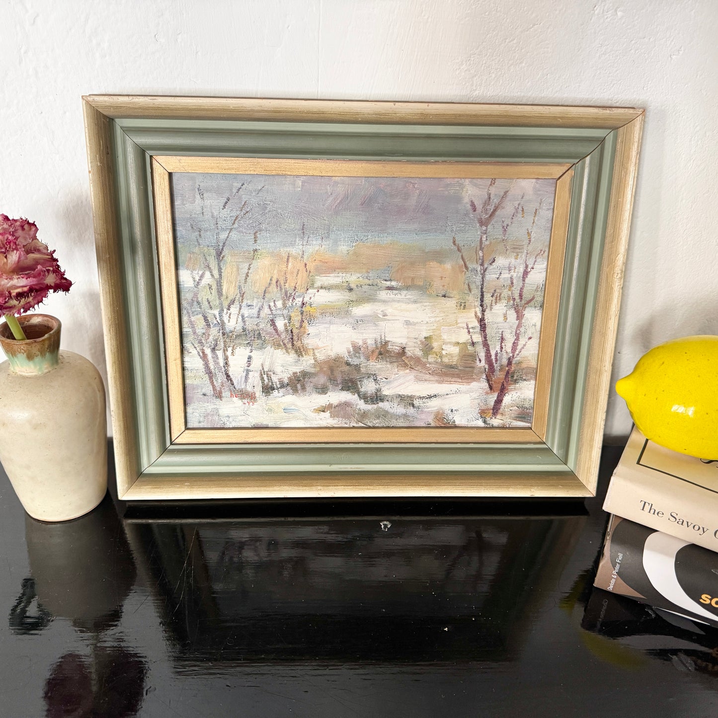 Frozen Marchland 1945. Vintage Swedish Oil Painting.