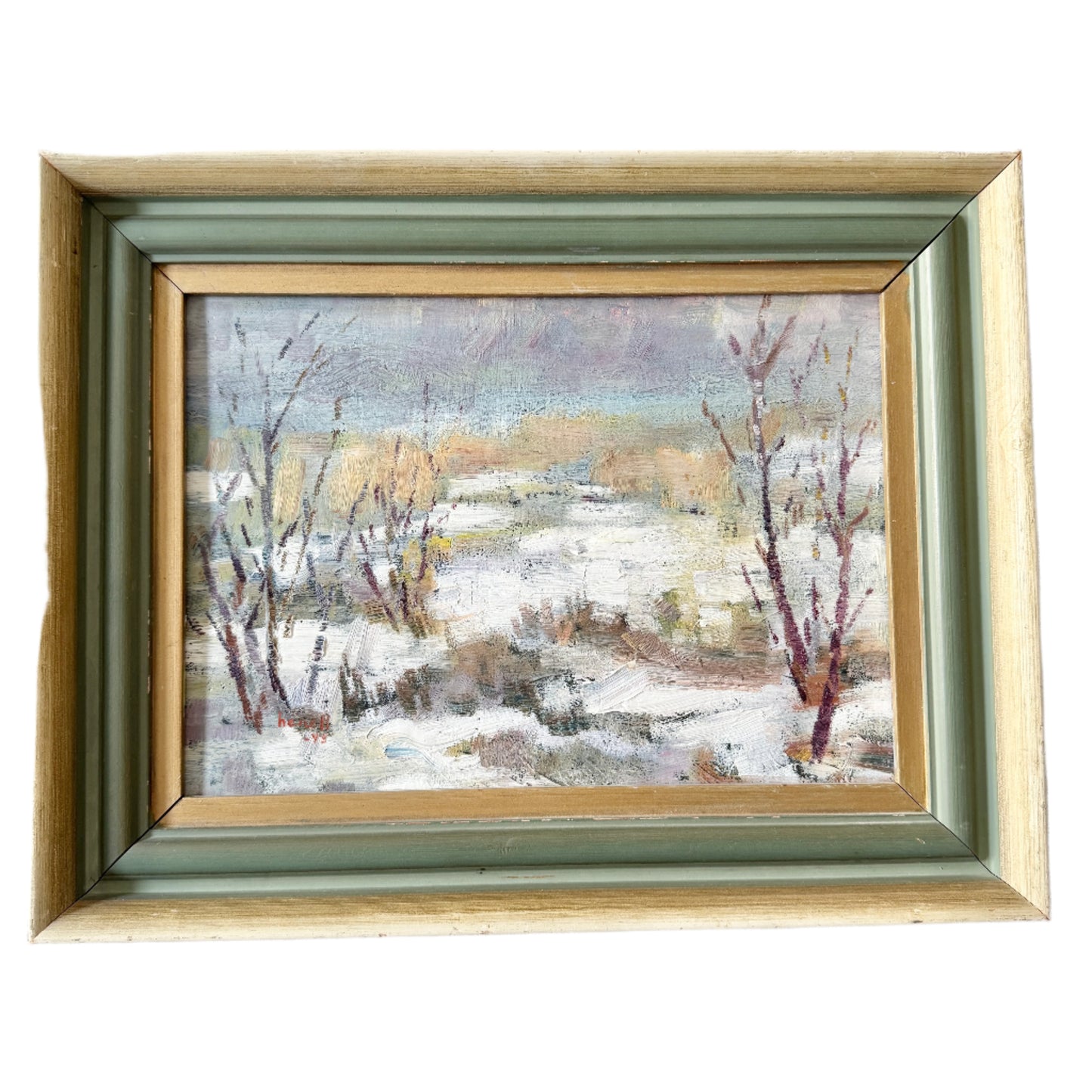 Frozen Marchland 1945. Vintage Swedish Oil Painting.
