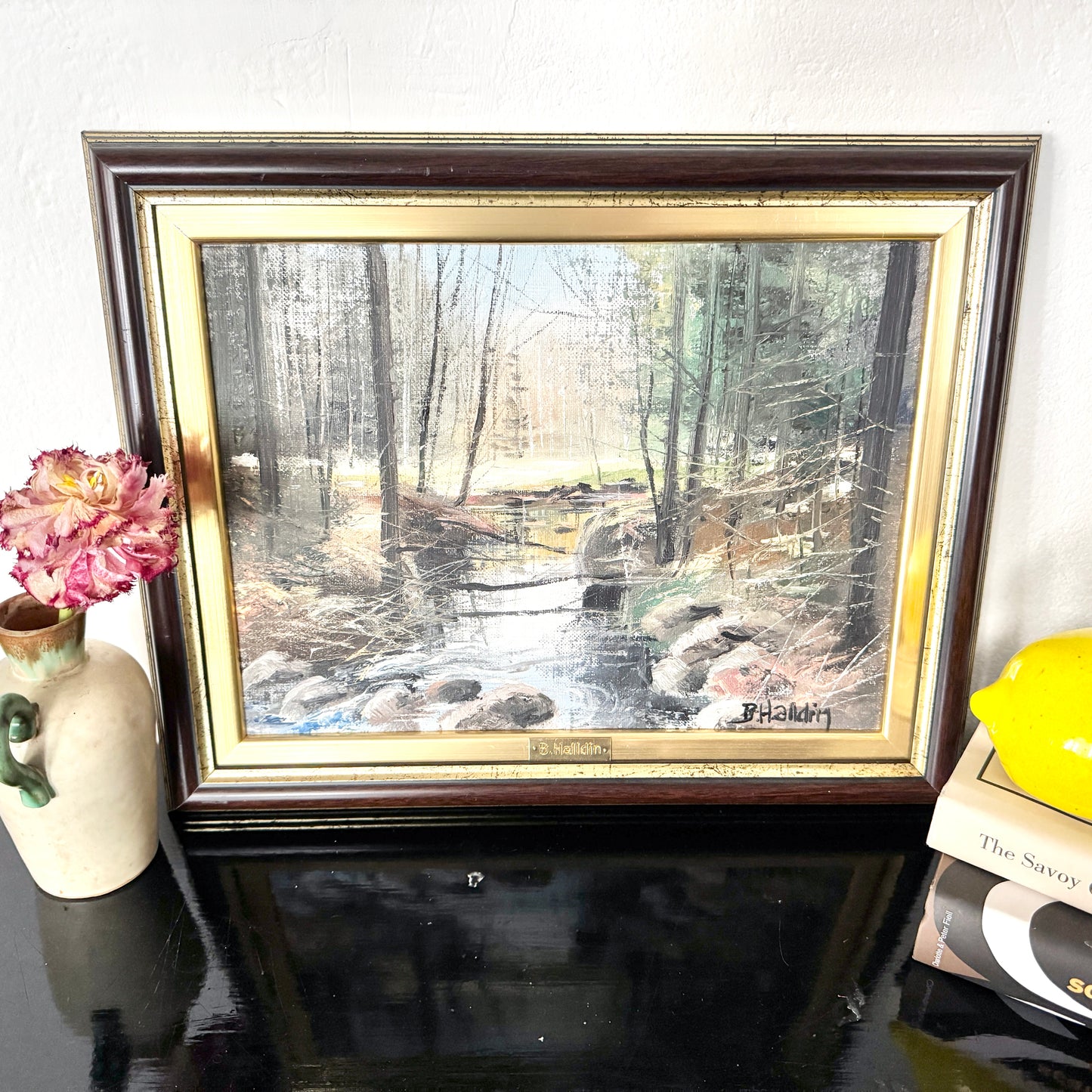 Forest Stream. Vintage Swedish Oil Painting.
