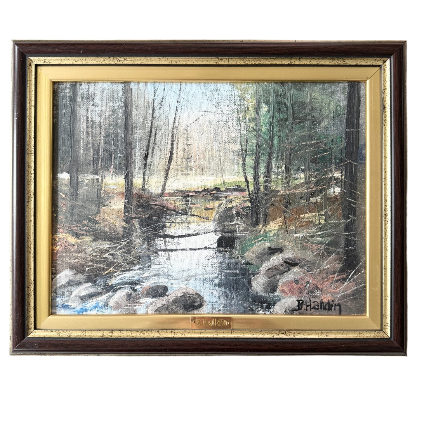 Forest Stream. Vintage Swedish Oil Painting.