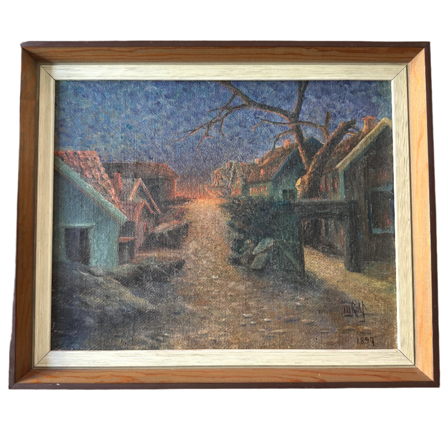 Dawn or Danger 1897. Antique Swedish Oil Painting