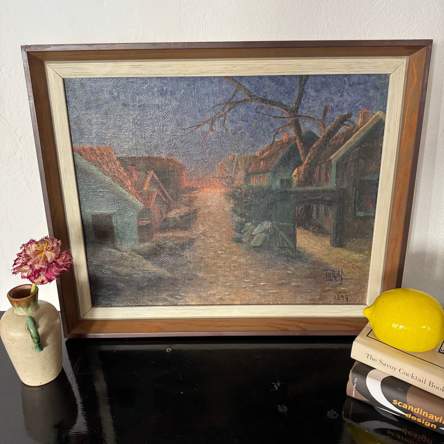 Dawn or Danger 1897. Antique Swedish Oil Painting