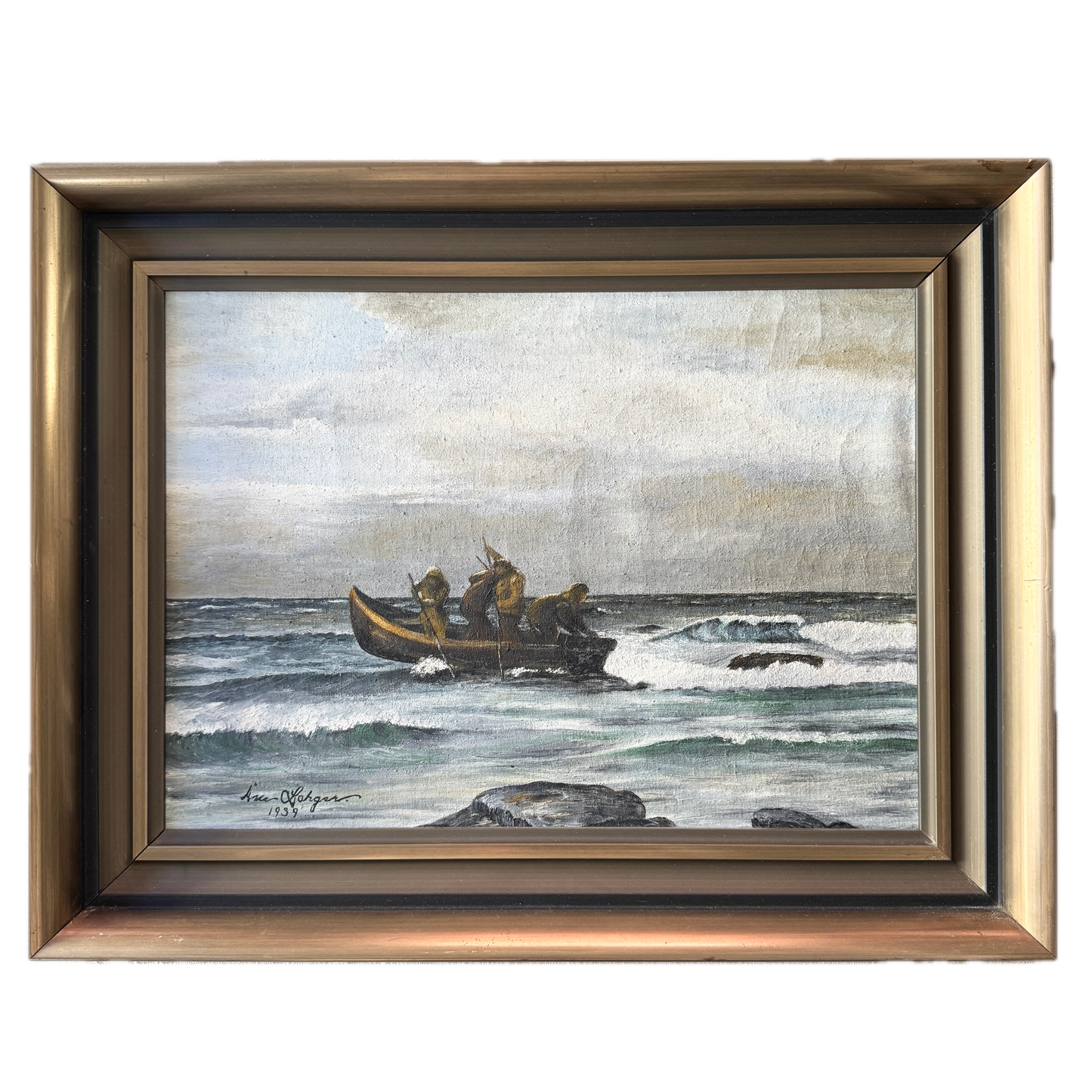 Stranded 1939. Vintage Swedish Oil Painting.