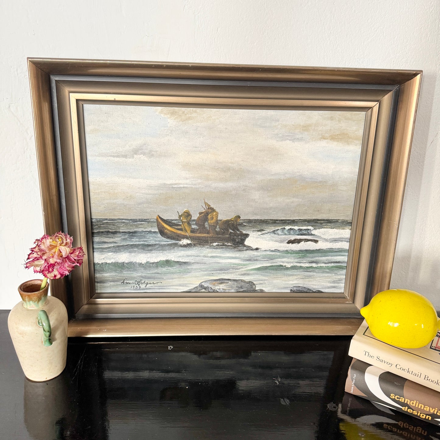 Stranded 1939. Vintage Swedish Oil Painting.