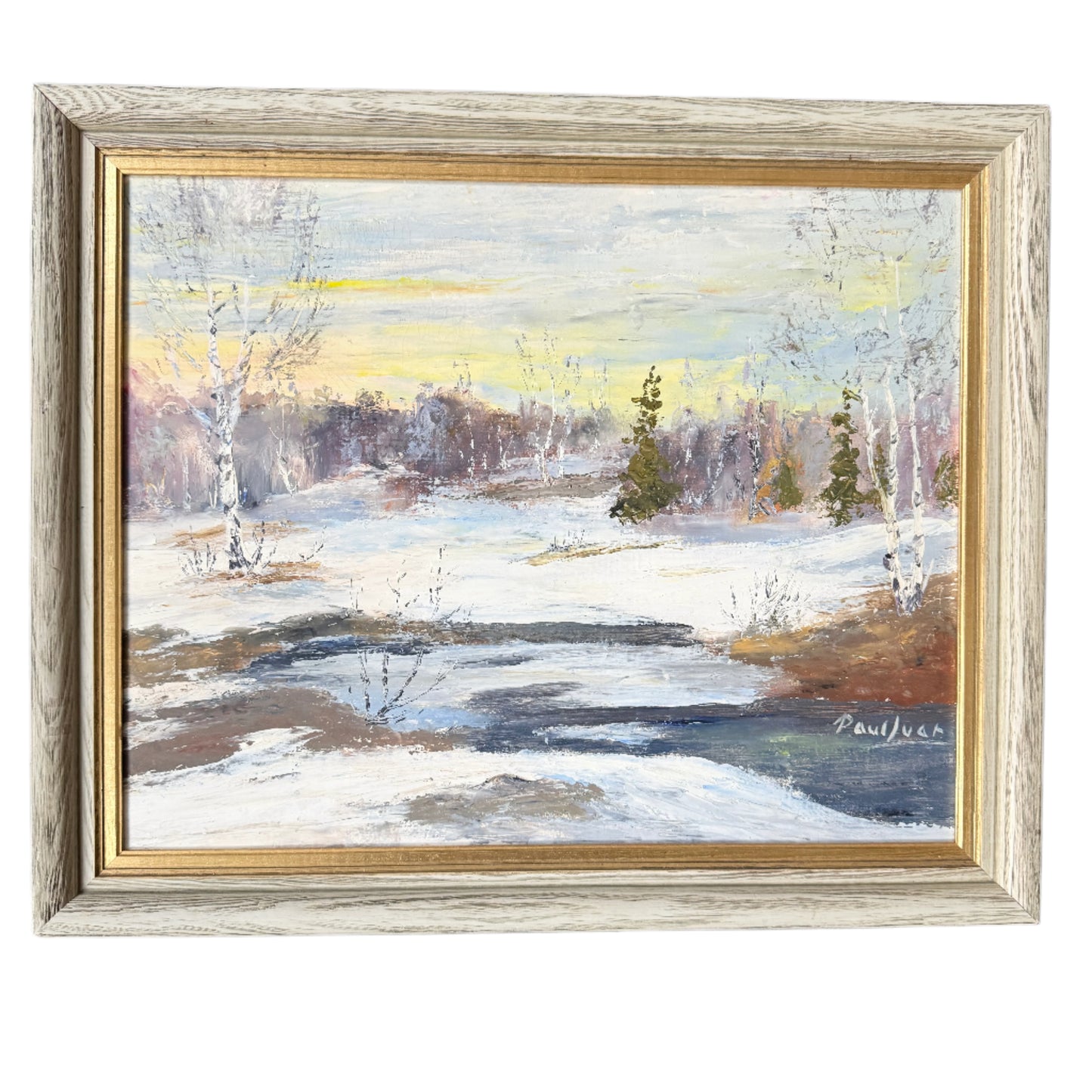 Winter Dusk in the Northland. Vintage Swedish Oil Painting.