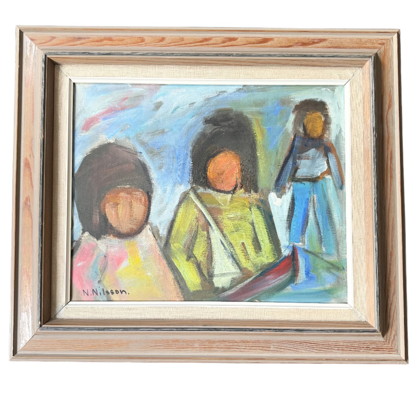 Good Friends. Vintage Swedish Oil Painting.