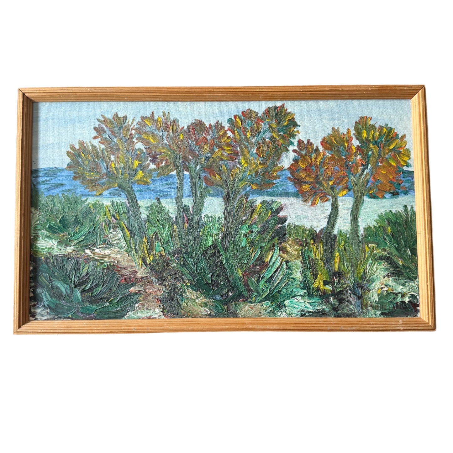 Coastal Flora in Bloom. Vintage Swedish Oil Painting