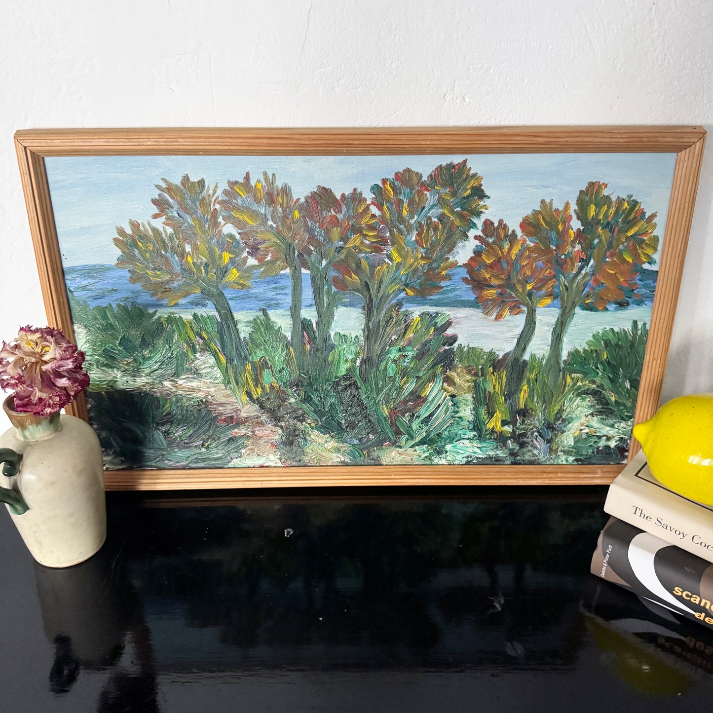Coastal Flora in Bloom. Vintage Swedish Oil Painting