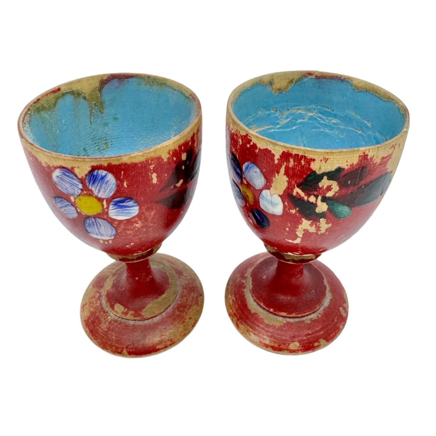 Sweden 1800s. Pair of Folk Art Egg Cups.