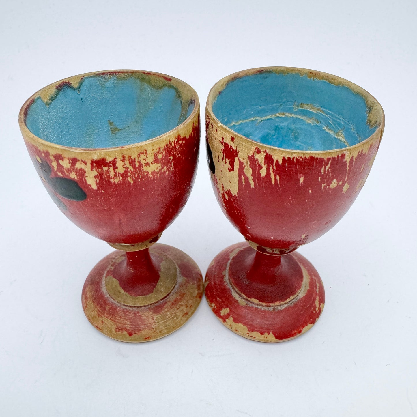 Sweden 1800s. Pair of Folk Art Egg Cups.