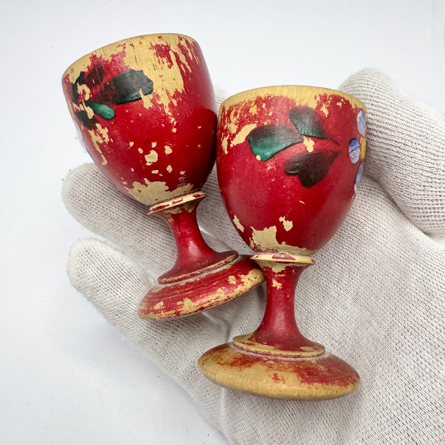 Sweden 1800s. Pair of Folk Art Egg Cups.