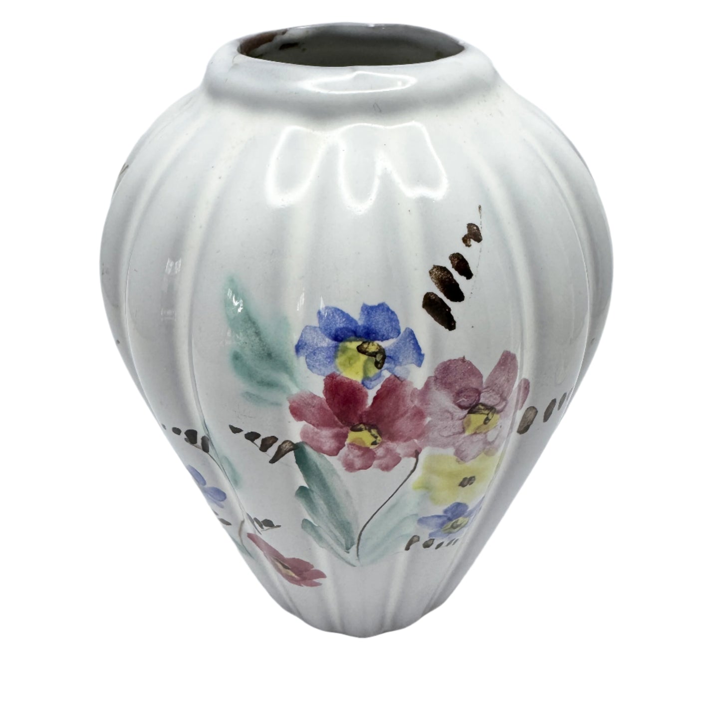 Arabia, Finland 1960s. Vintage Floral Stoneware Vase.
