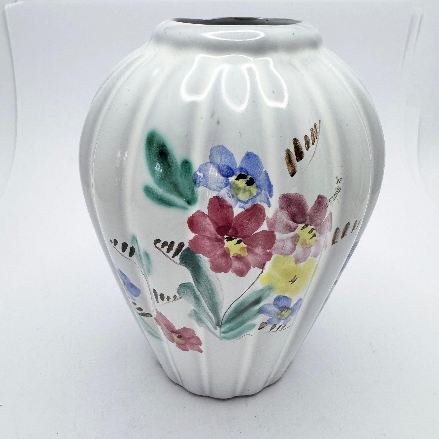 Arabia, Finland 1960s. Vintage Floral Stoneware Vase.