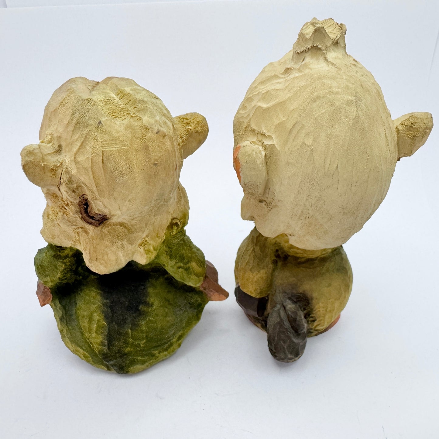 The Happy Troll Couple. Two Vintage Hand-carved Norwegian Trolls