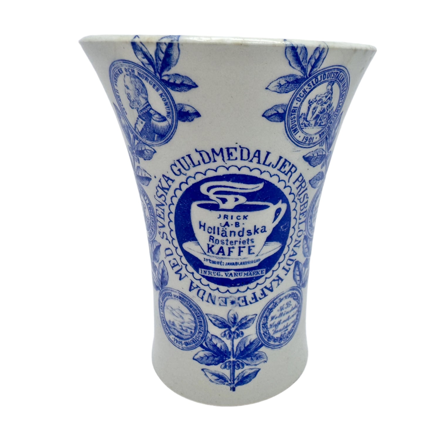 Exhibition Memorabilia Sweden 1907. Antique Jugendstil Porcelain Coffee Mug by Gustafsberg.