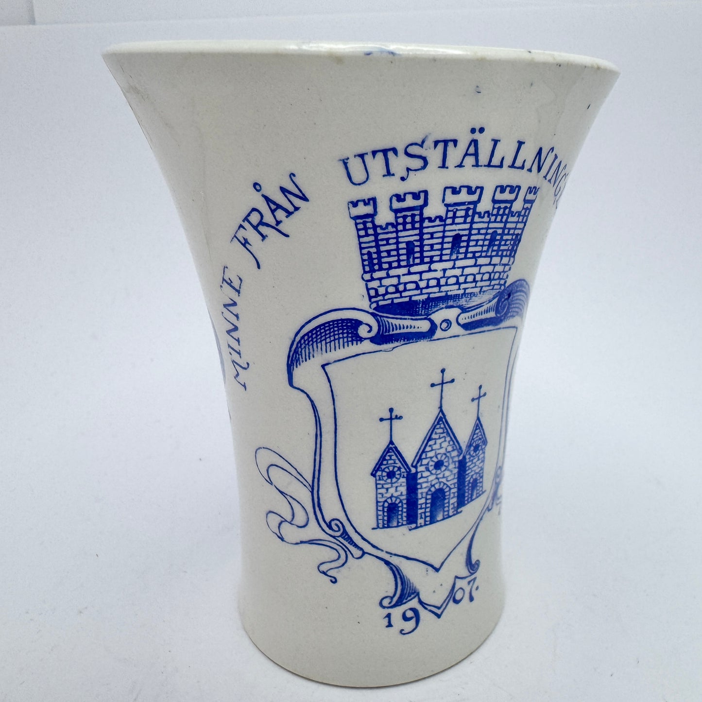 Exhibition Memorabilia Sweden 1907. Antique Jugendstil Porcelain Coffee Mug by Gustafsberg.
