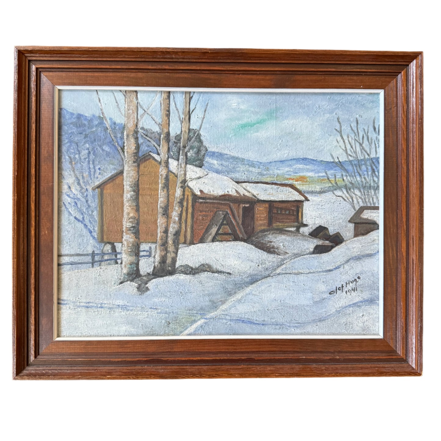 Winter Silence 1941. Vintage Swedish Oil Painting.